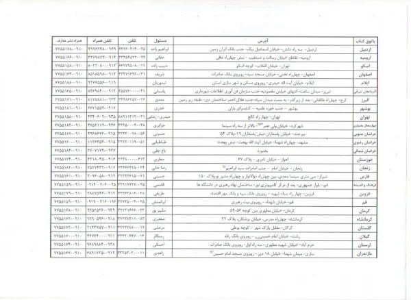 فهرست ،نشانی و تلفن تماس پاتوق کتاب و نشر معارف توزیع کننده کتب و منابع دروس معارف اسلامی  2